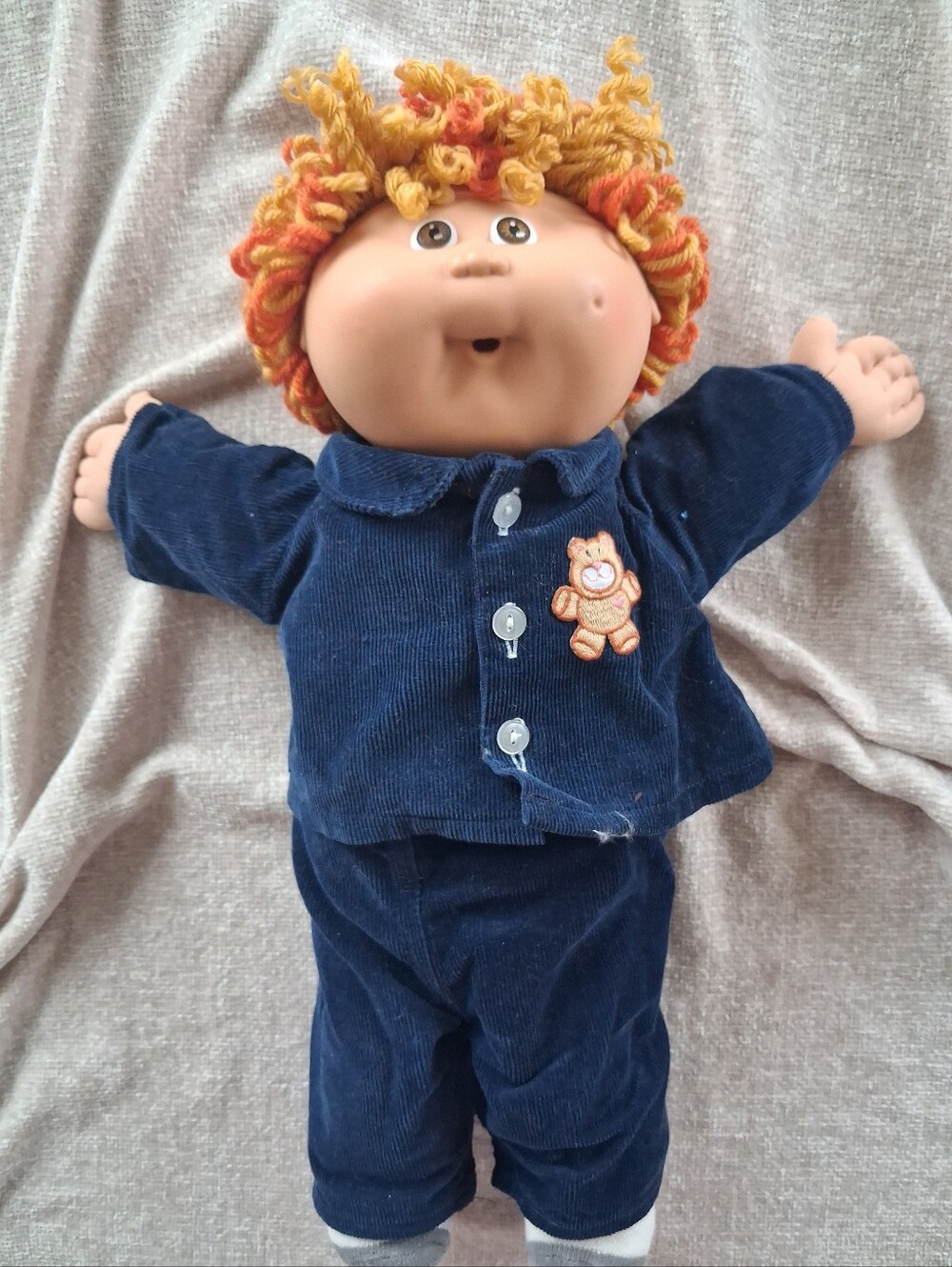 Soft Doll in Navy Outfit - Orange Hair
